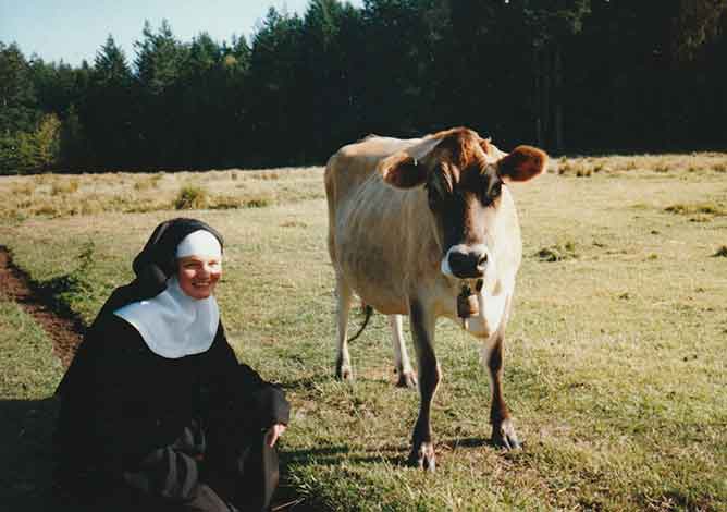 Mother Dilecta with our Jersey cow